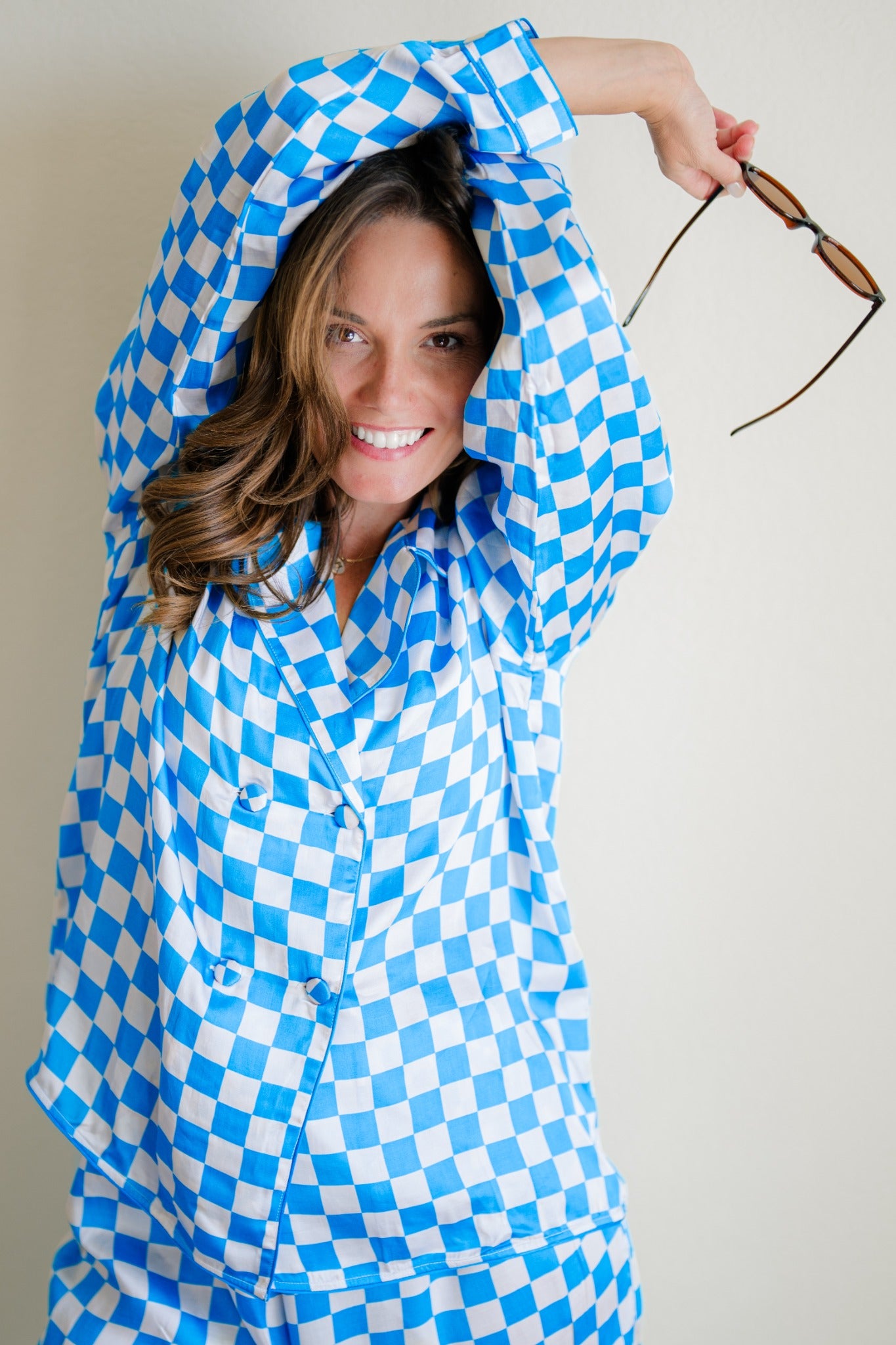 Blueberry Check playful portrait